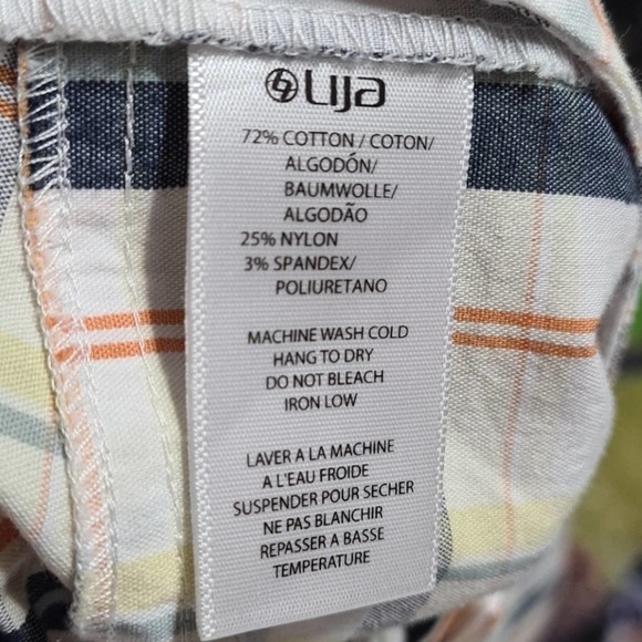 Lija Plaid Golf Shorts Cream Blue Orange Size 6 - Picture 5 of 6